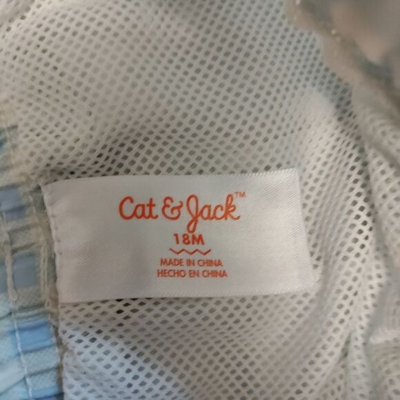 Cat & Jack swim trunks boys 18 mos blue white check vacation beach - Picture 3 of 5